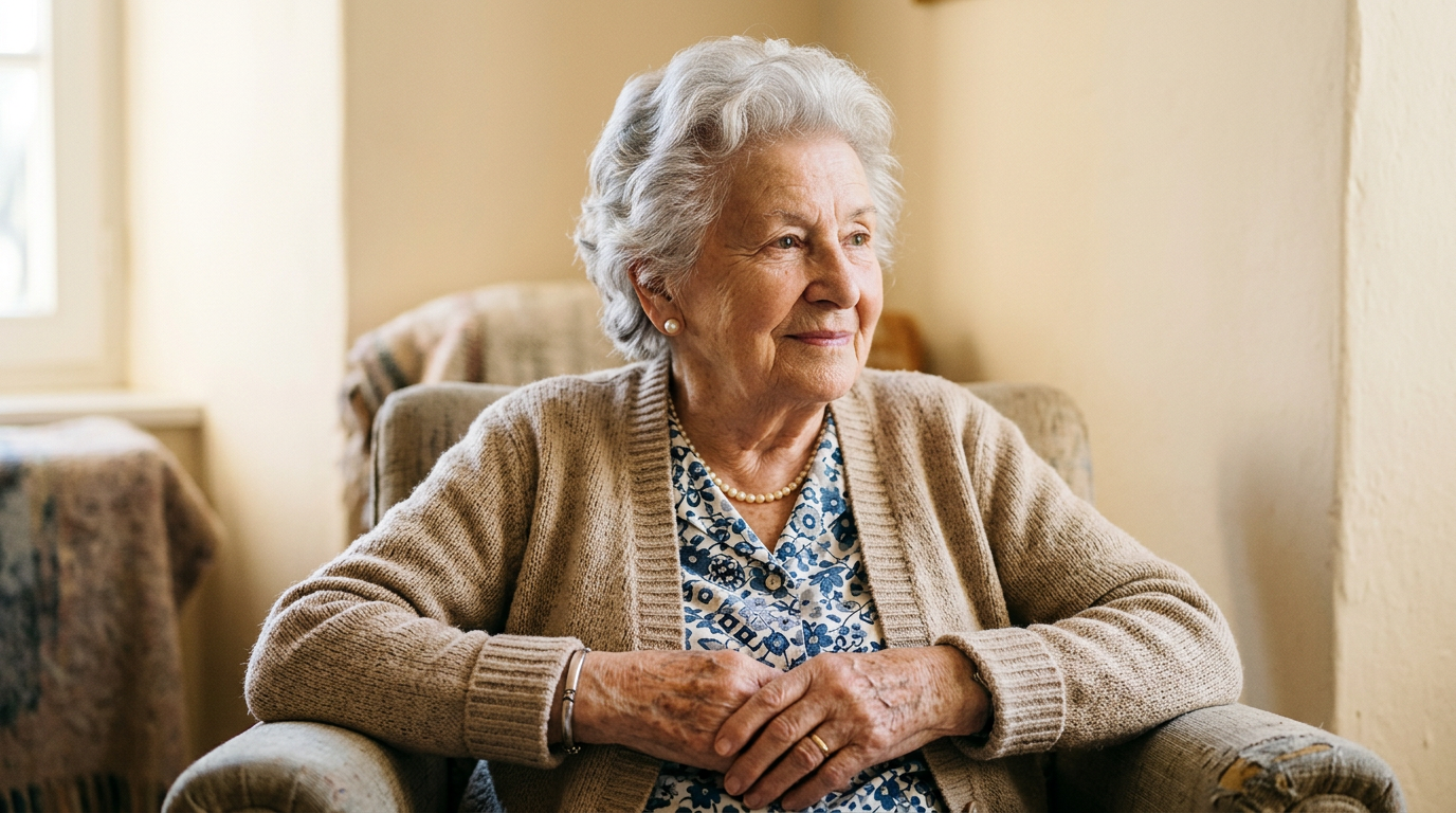 Best friends — a candid hug with her golden retriever, showing how Aeterna honors people and pets together.